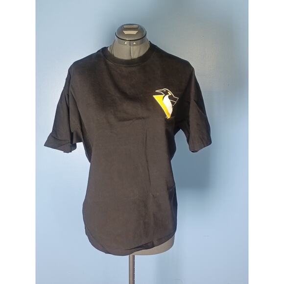 Vintage Pittsburgh Penguins NHL Single Stitch Rare Big Logo T-Shirt Black XL - Picture 1 of 11